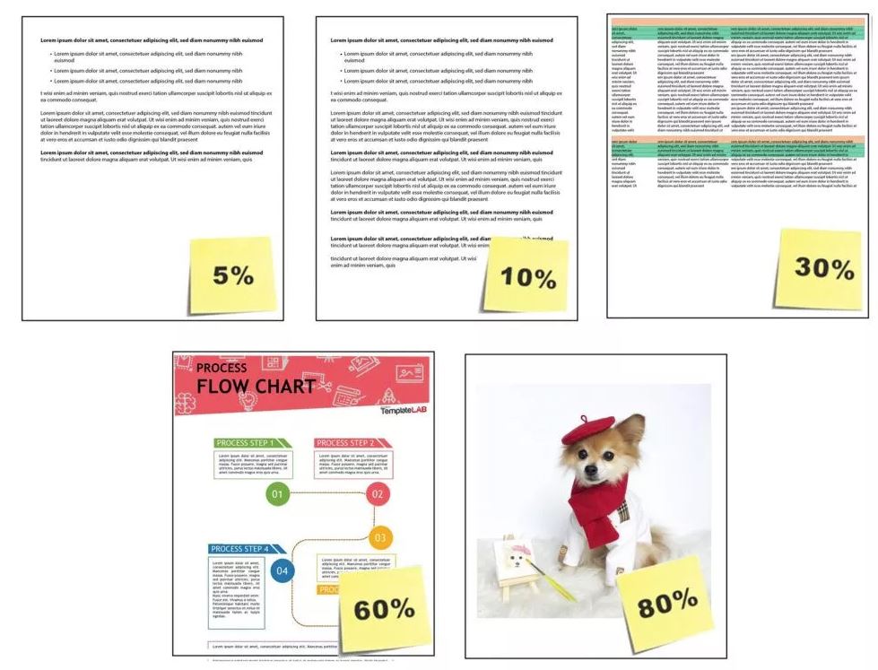 5% - 80% page coverage illustration